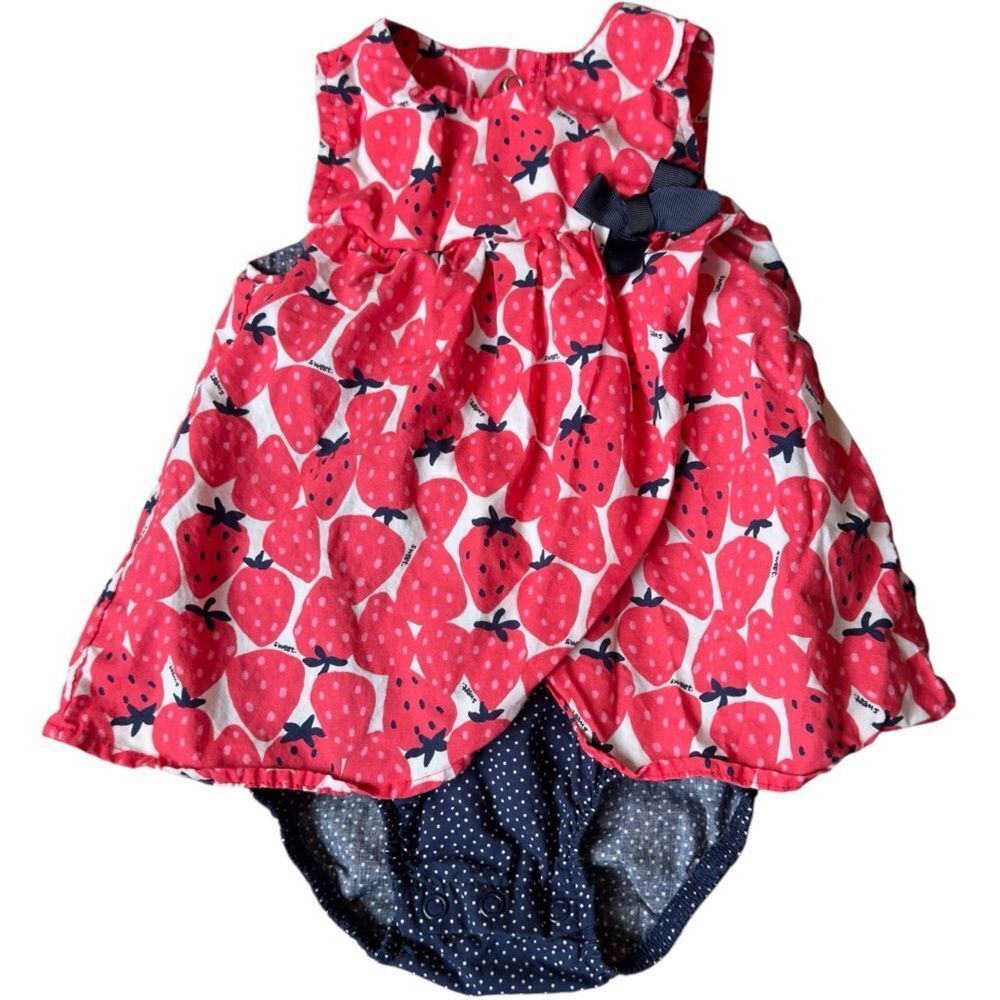 Just One You Baby Girls Strawberry Print Onesie. 12 Months.
